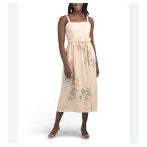 Taylor Women’s Floral-Print Belted Midi Dress Size 6 NWT